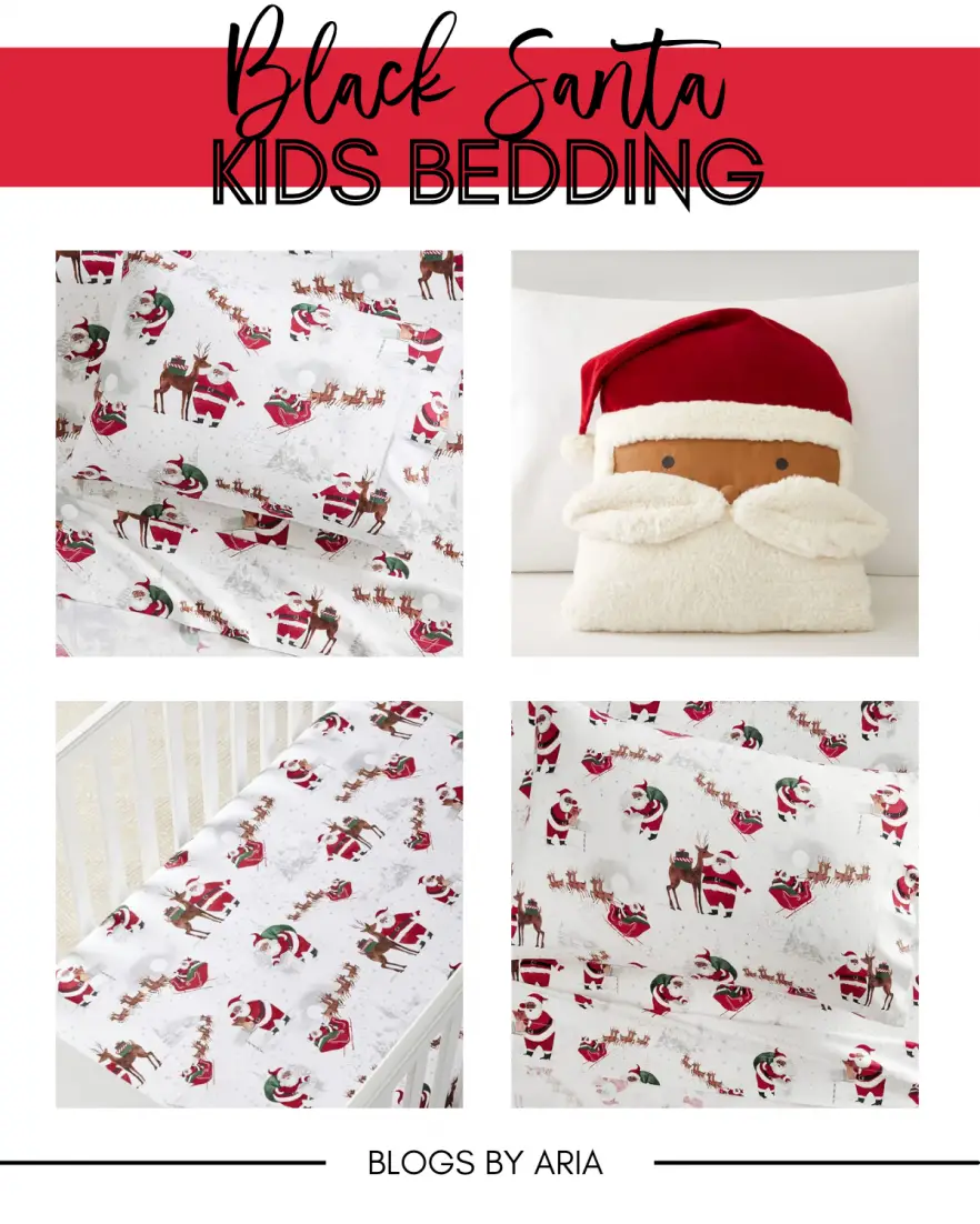 Black Santa Holiday Kids Bedding