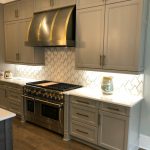 gray and gold kitchen