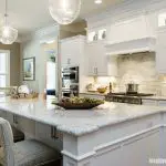 stone backsplash white kitchen design ideas