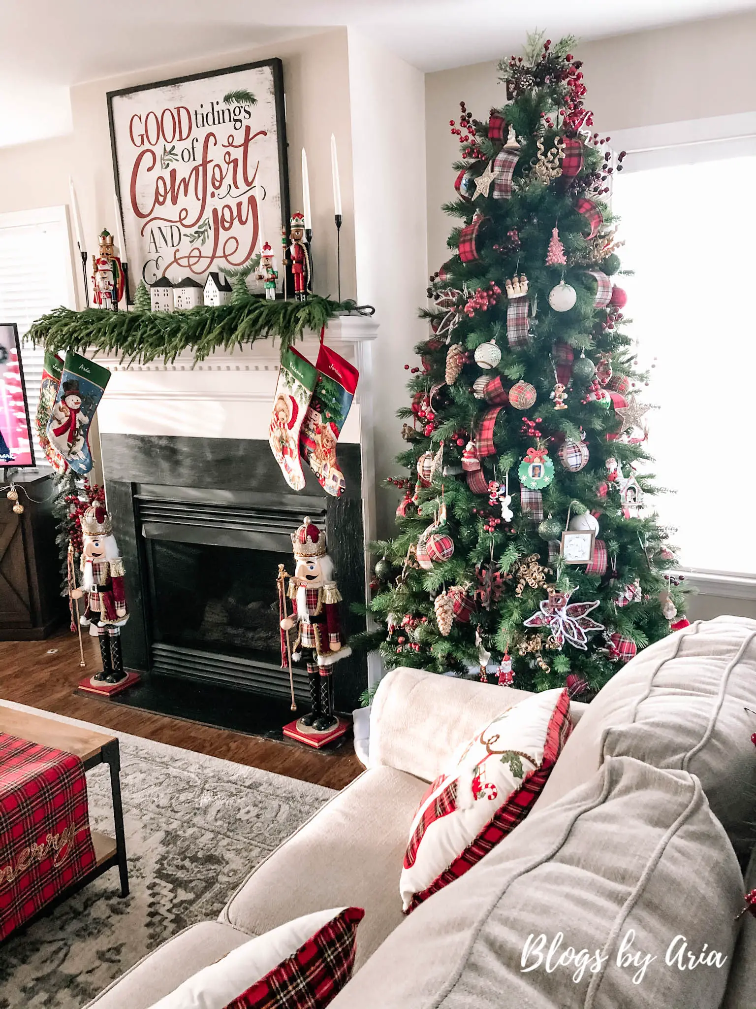 Tartan Plaid and Nutcracker Christmas Living Room - Blogs by Aria