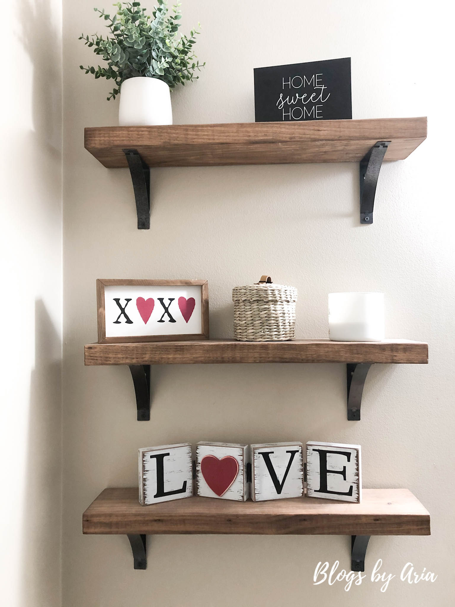 valentines floating shelf home decor