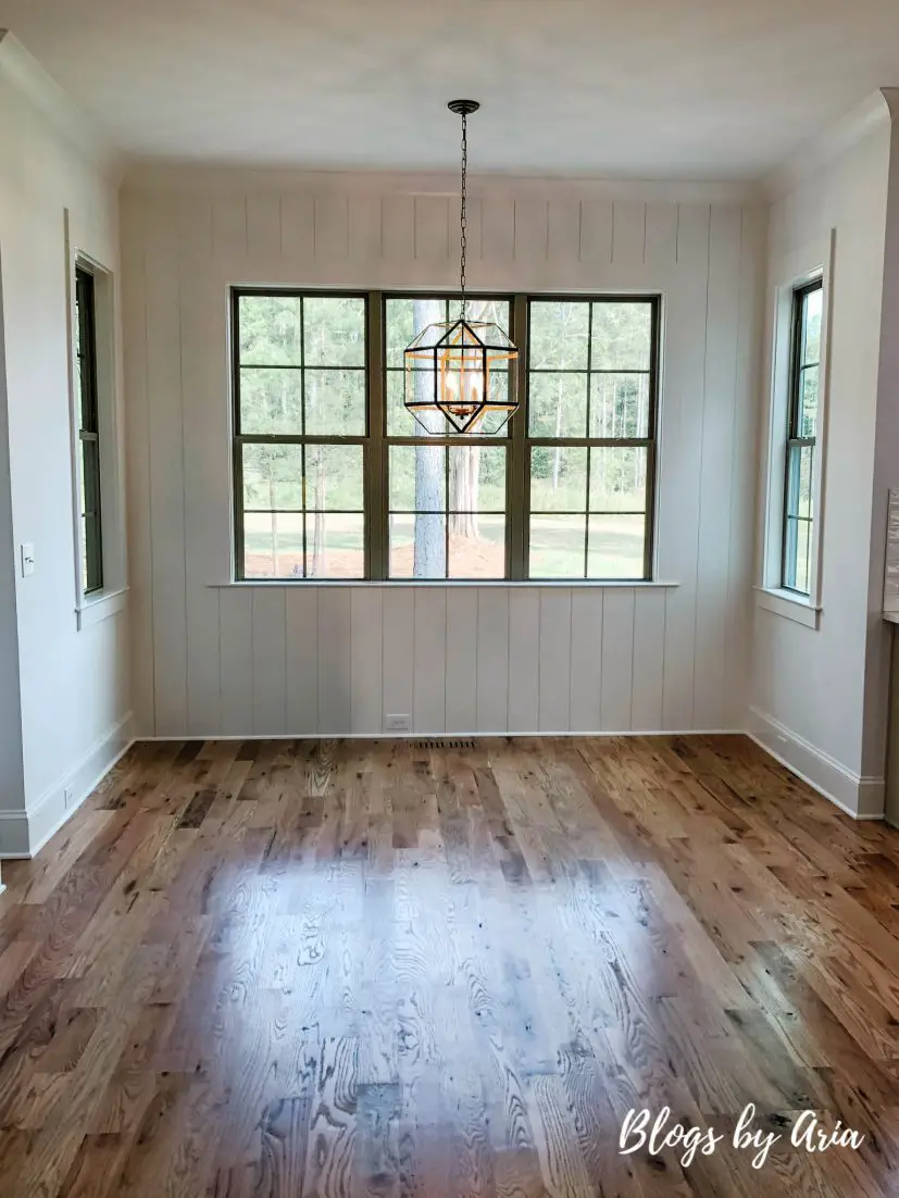 vertical shiplap breakfast nook