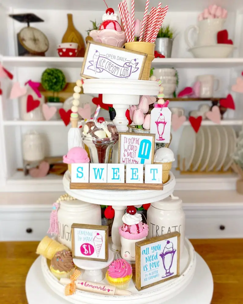 ice cream parlor tiered tray