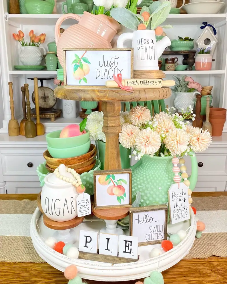 just peach tiered tray