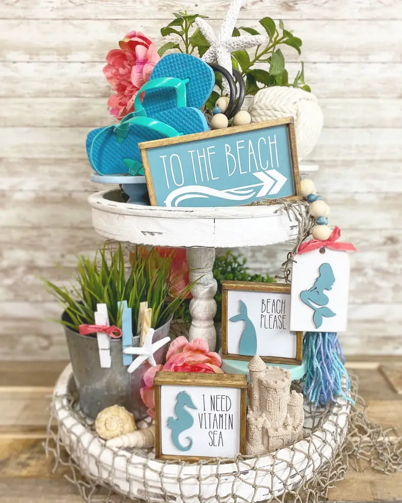 mermaid beach tiered tray