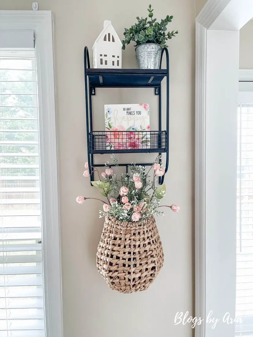 decorating a hanging basket for Spring