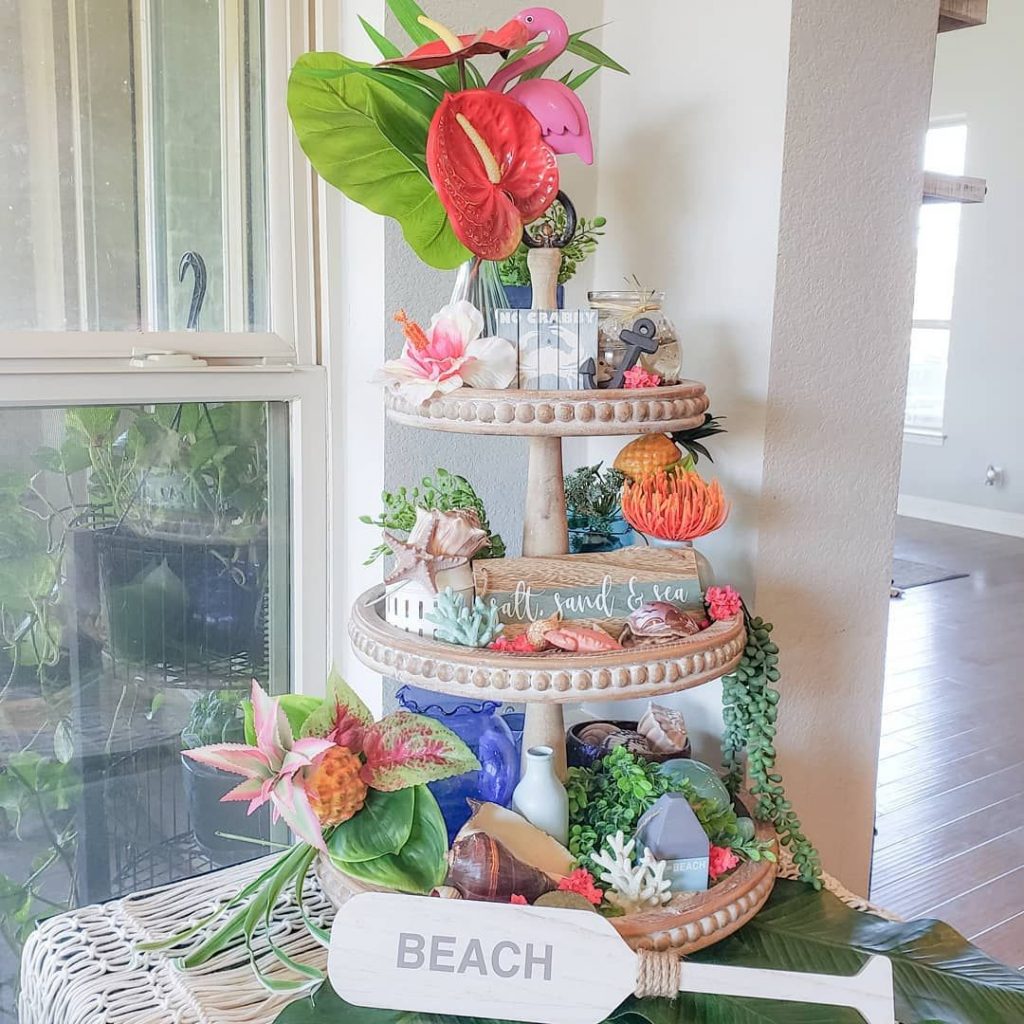 beach tiered tray styling