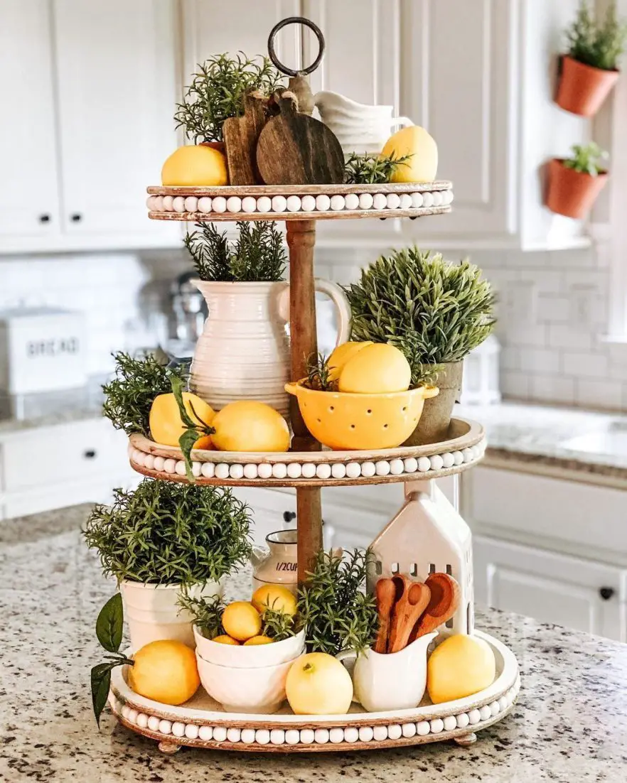 farmhouse lemon tiered tray