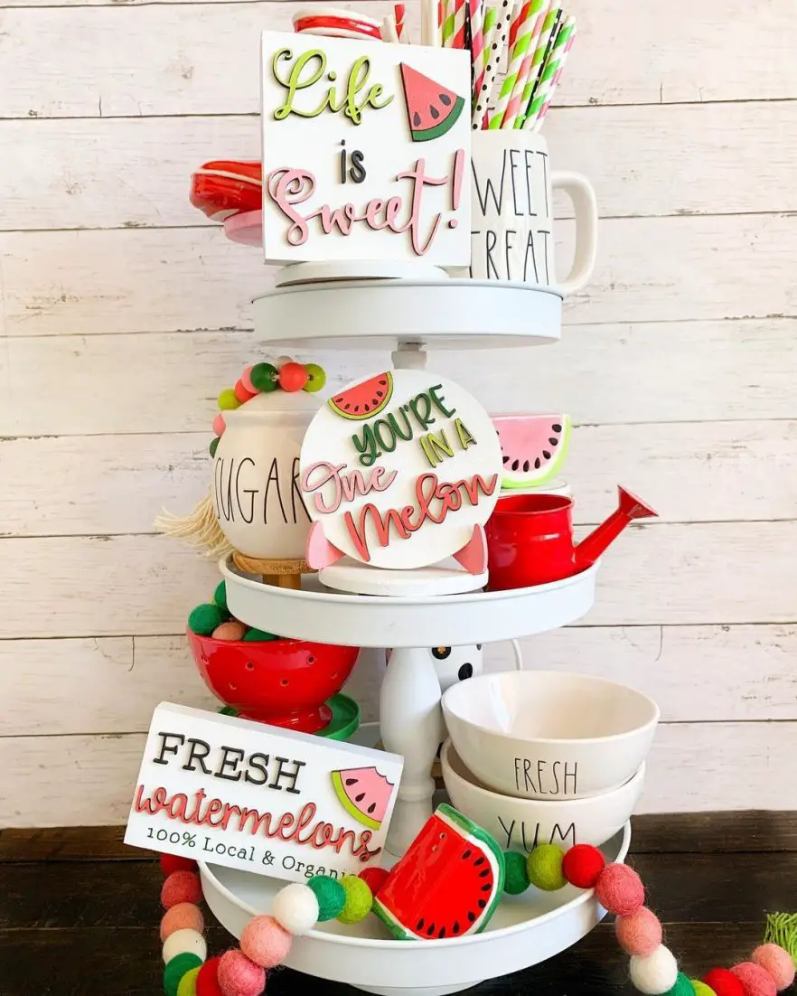 fresh watermelon tiered tray