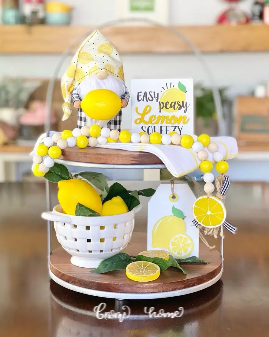 lemon gnome tiered tray