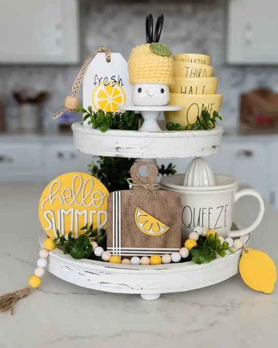 lemon squeeze tiered tray for summer