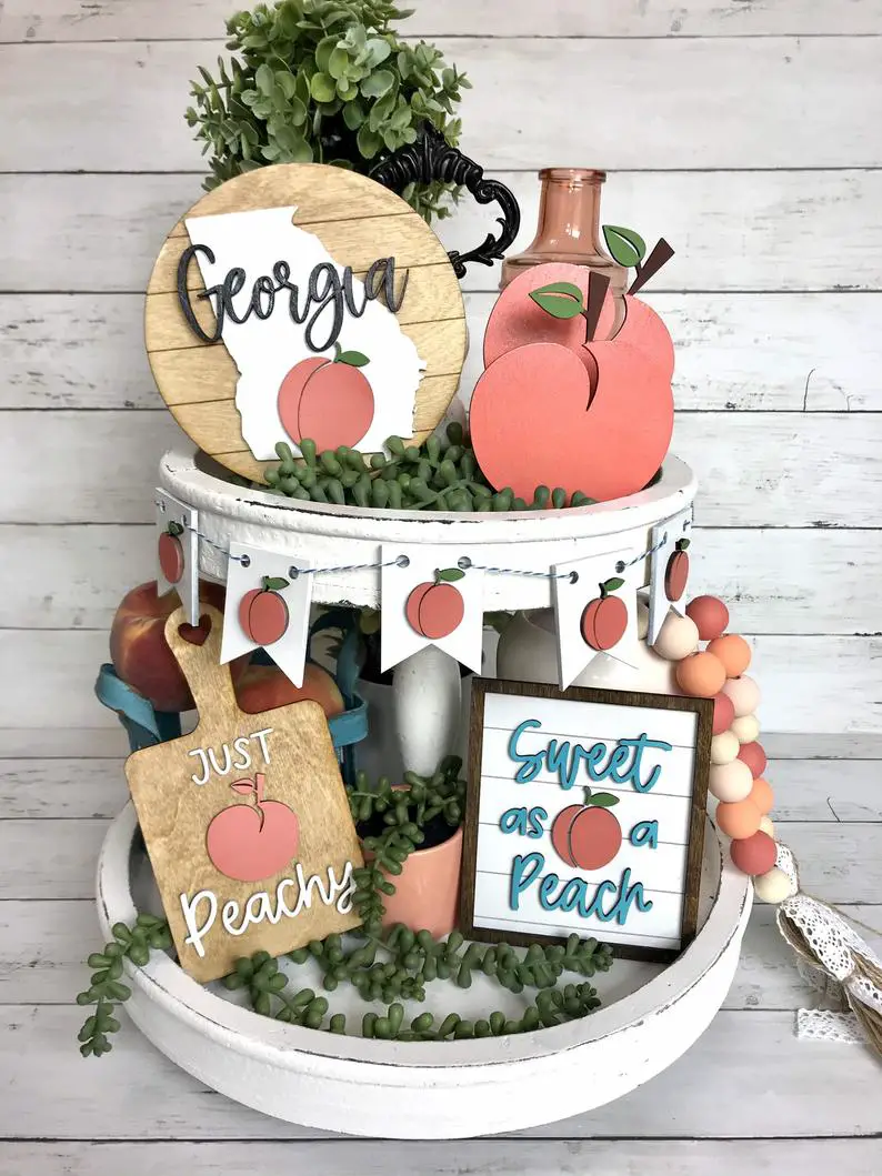 southern peach tiered tray