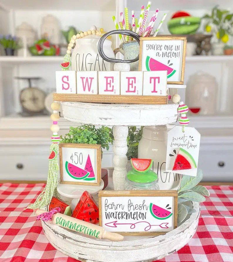 watermelon tiered tray