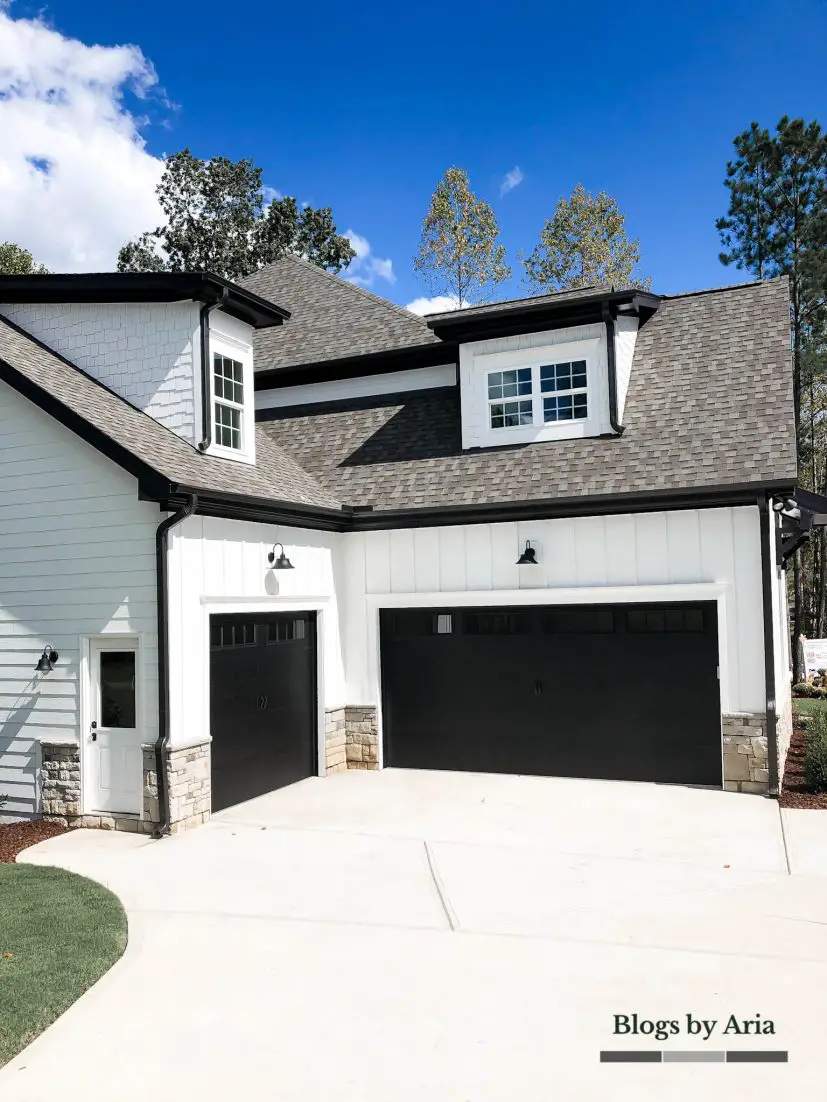 white and black modern farmhouse garage doors