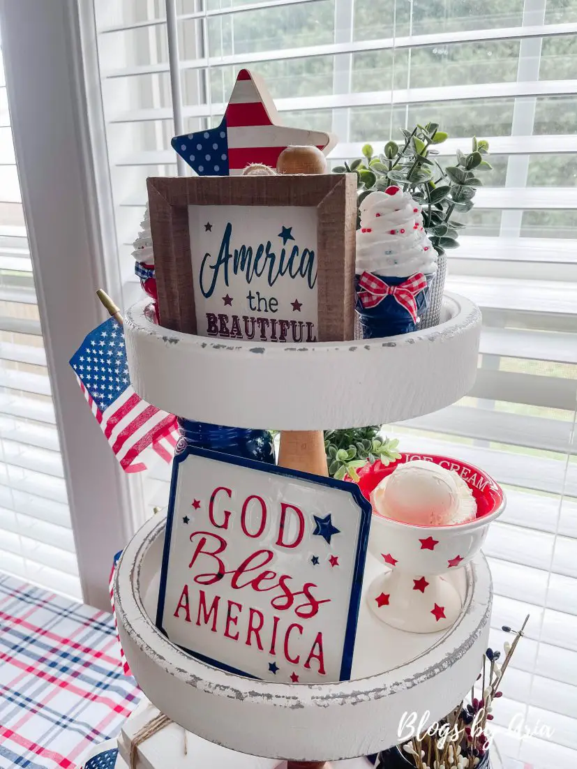 Fourth of July styled tier tray