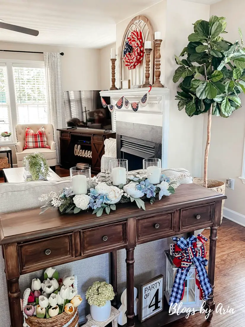 modern farmhouse patriotic home decor styled family room