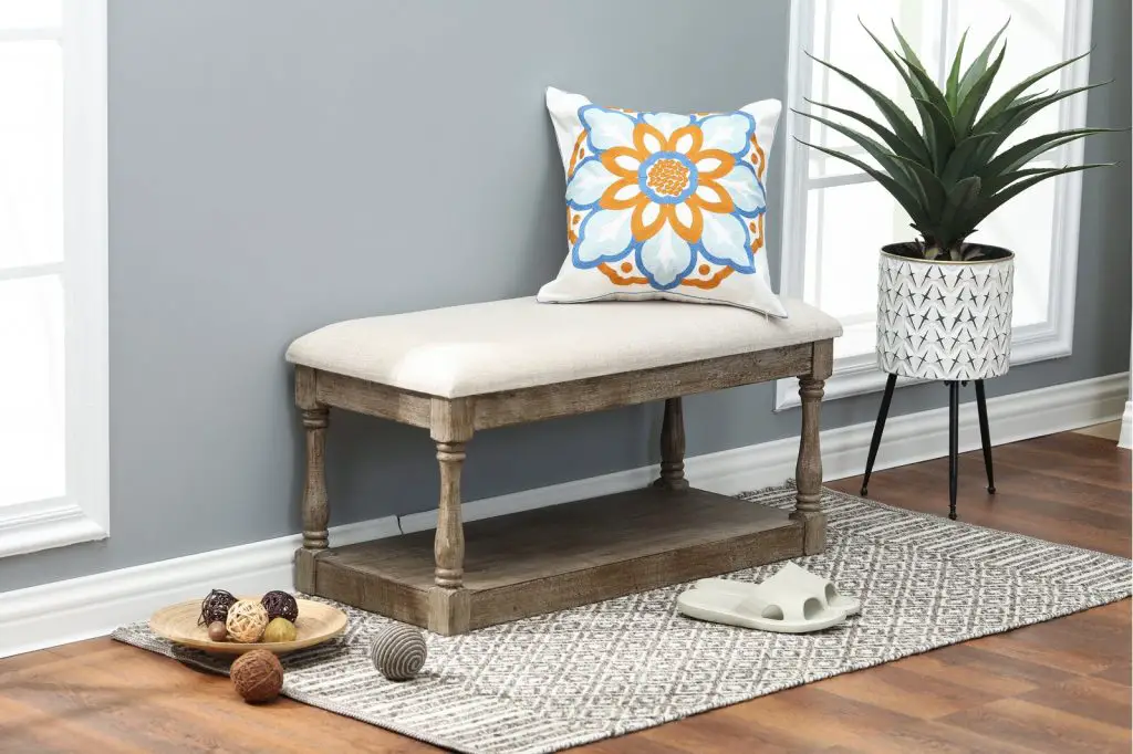 upholstered entryway bench for small spaces