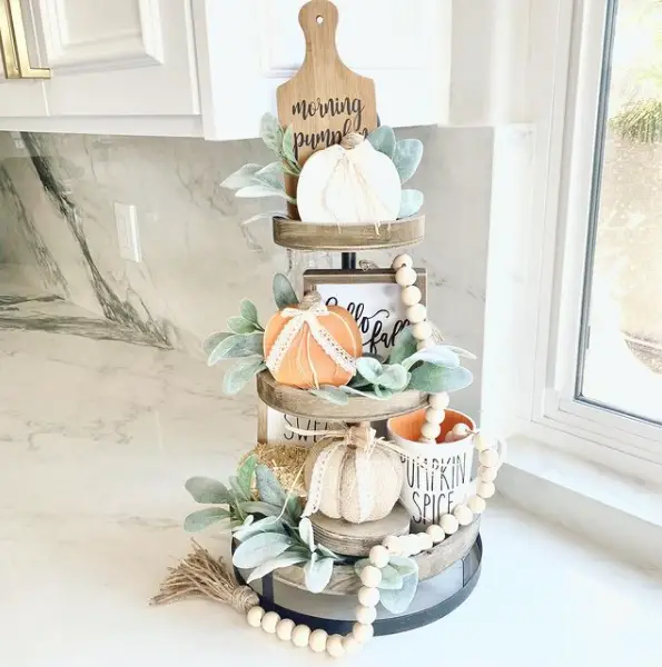 fall farmhouse tiered tray decor