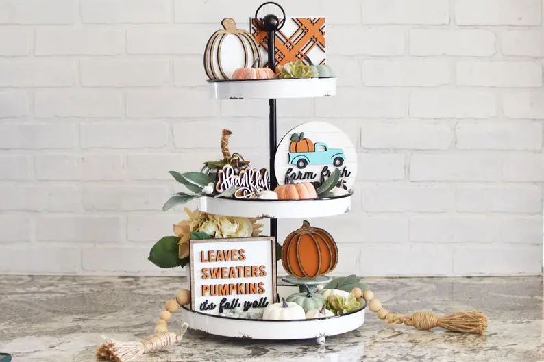 fall three tier tray decorating ideas