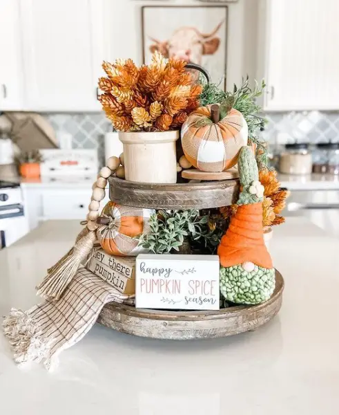 fall tier tray decorating