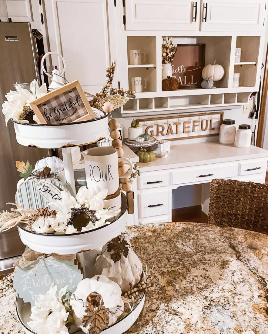 fall tiered tray decor ideas