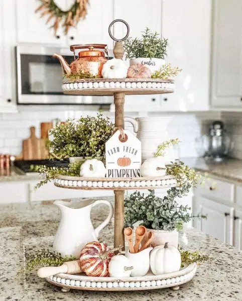 farmhouse fall tiered tray styling ideas