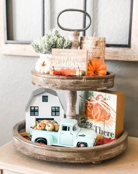 farmhouse fall tiered tray