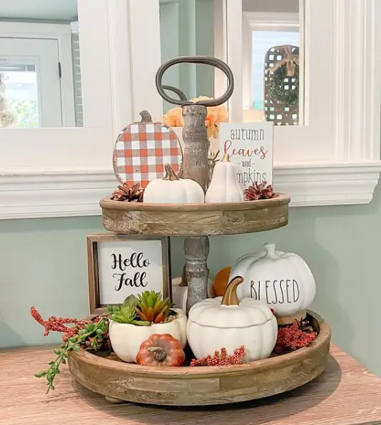 hello fall tiered tray