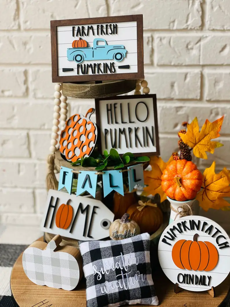 hello pumpkin patch tiered tray