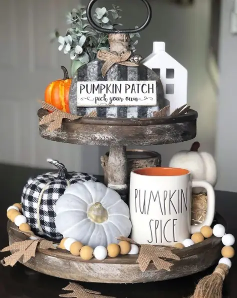 pumpkin rustic tiered tray