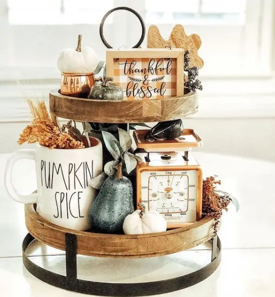 pumpkin spice theme tiered tray