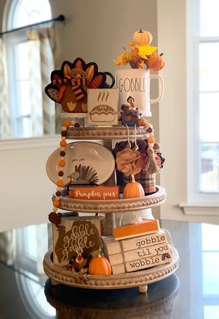 thanksgiving fall tiered tray ideas