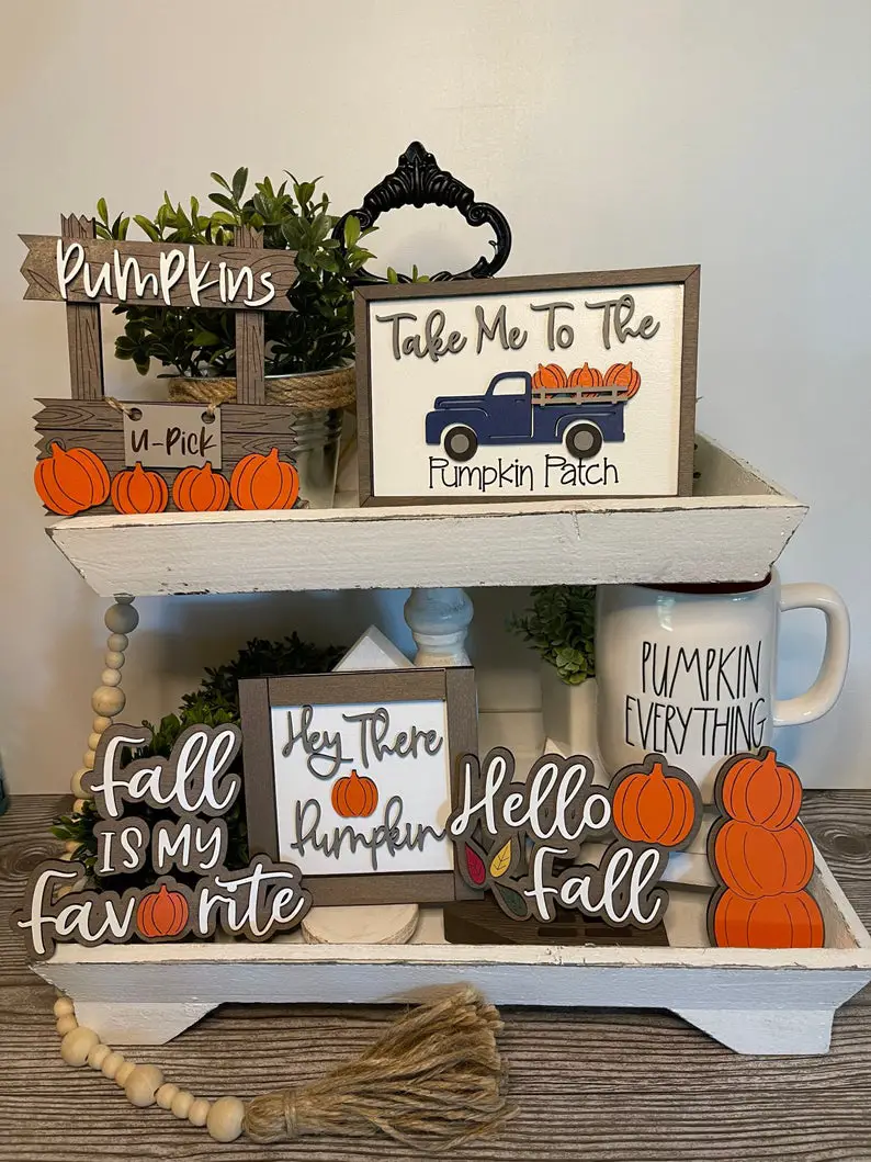 pumpkin tiered tray signs