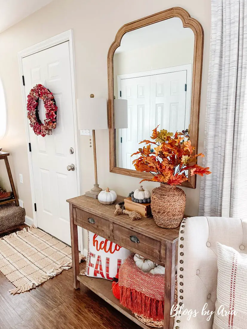 fall entryway table decorating ideas, how to decorate entryway table for fall