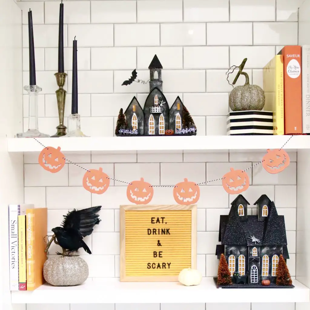 halloween styled shelves