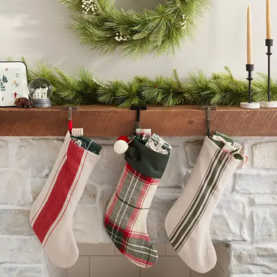 Hearth & Hand Christmas stockings on mantle