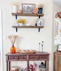 Fall Dining Room with Floating Shelves