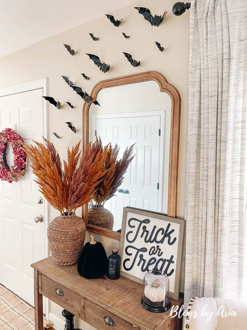 simple halloween entryway table