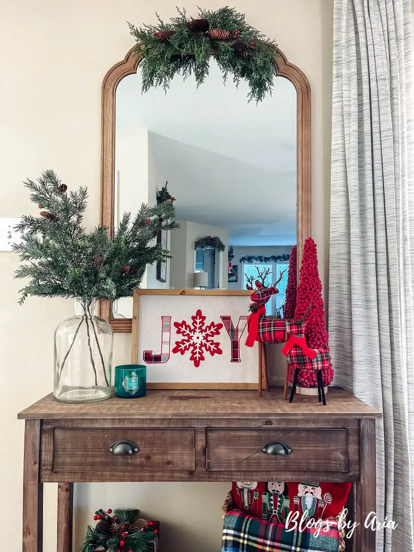 Christmas entryway table decor