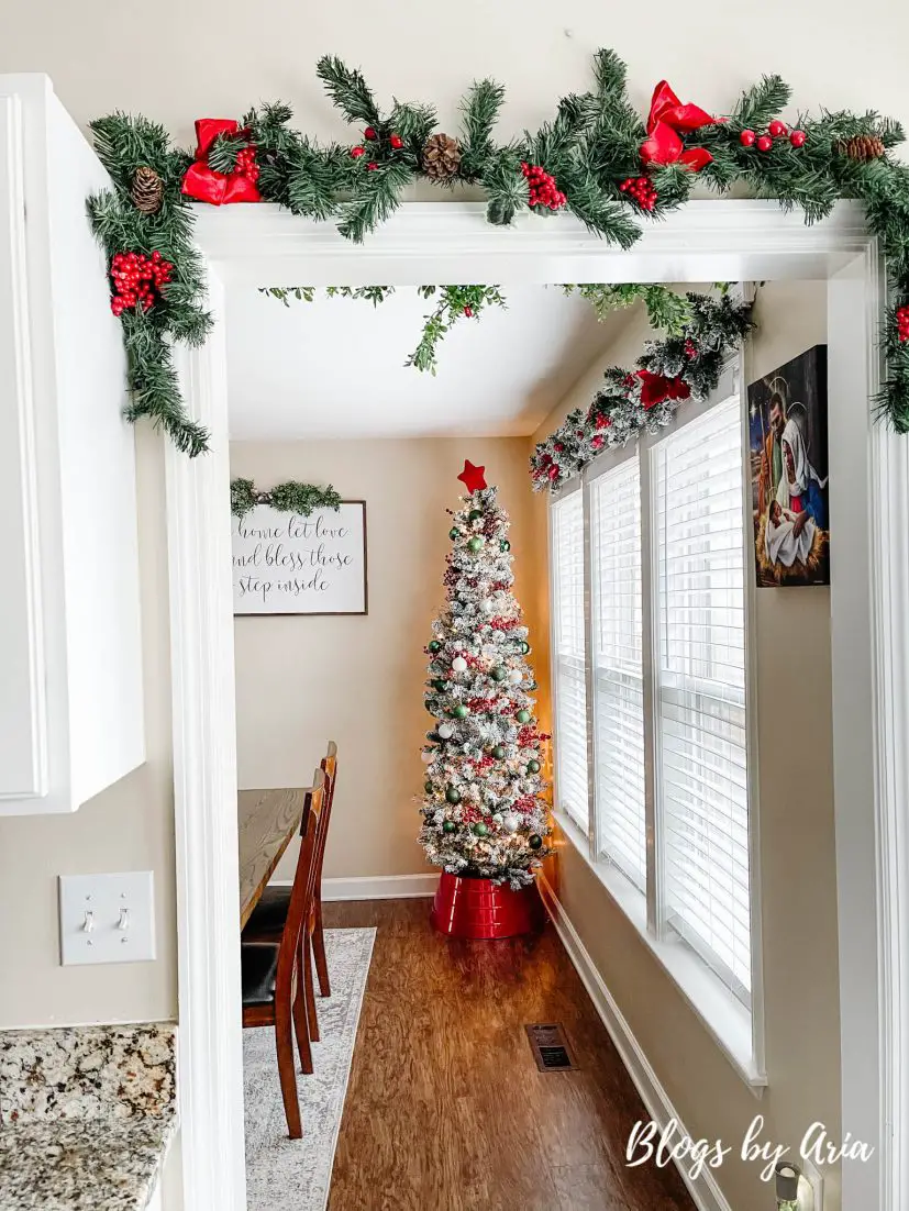 Christmas garland over doorway