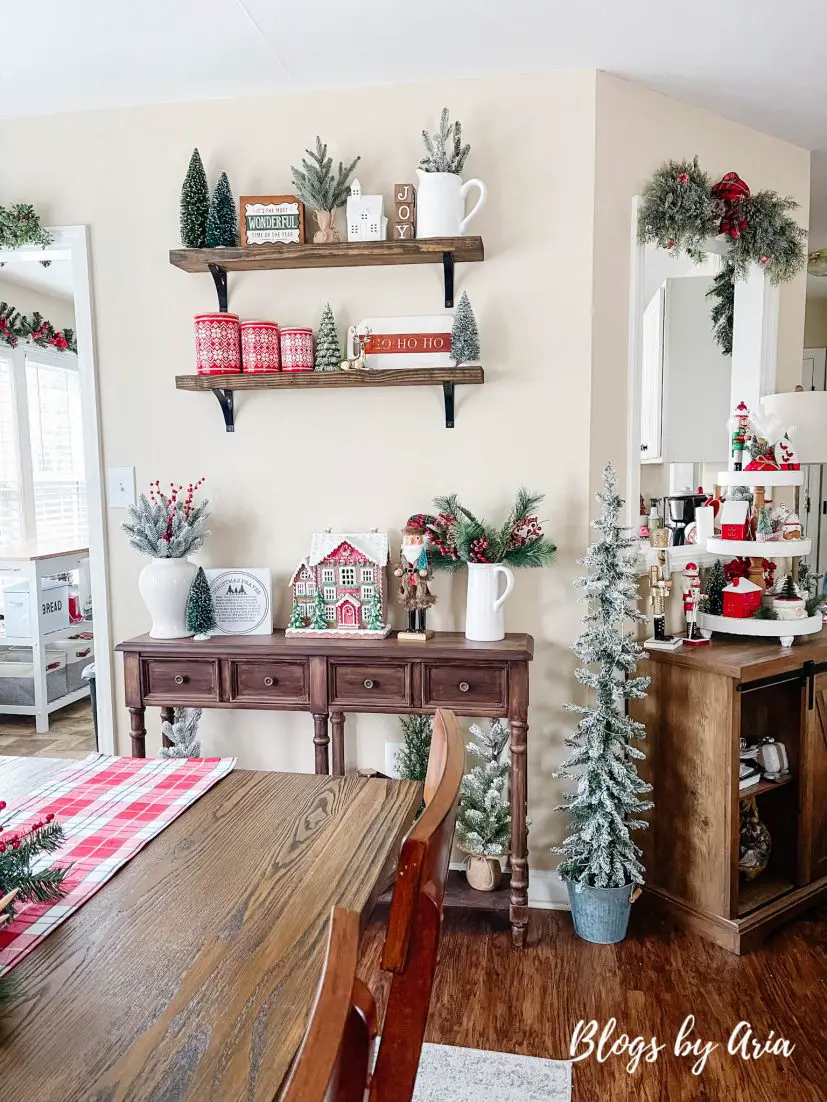 Christmas styled floating shelves