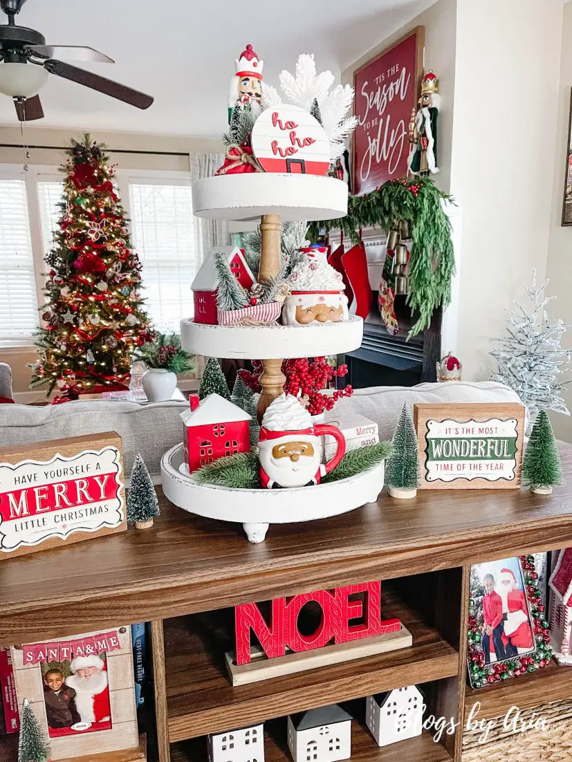 holiday tiered tray decor