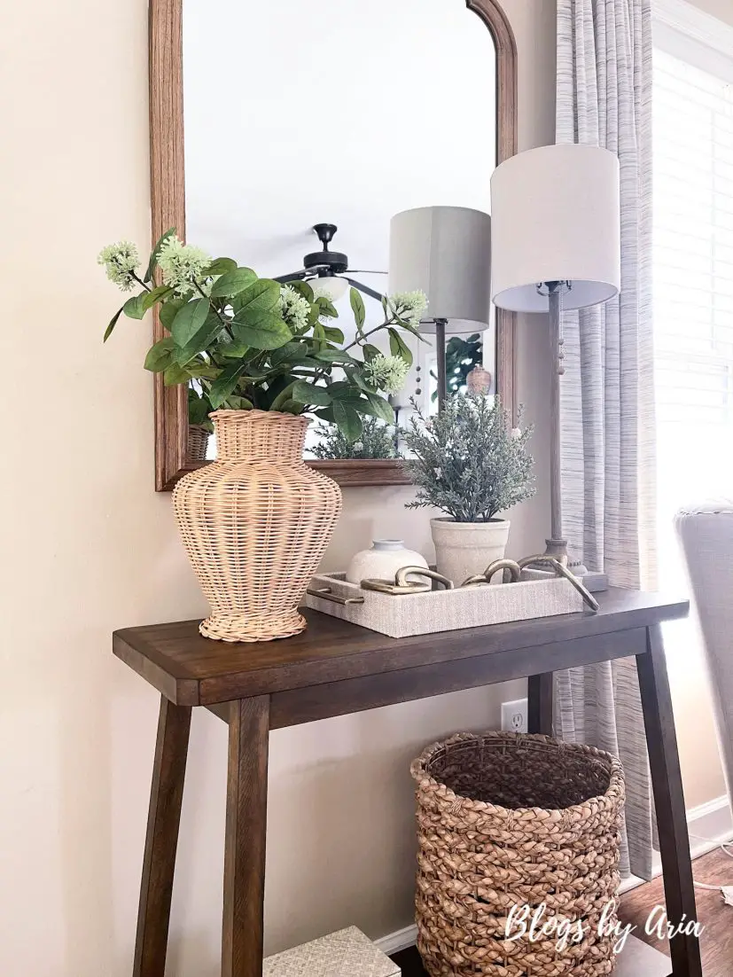 Entryway styled with Pottery Barn Mateo console table