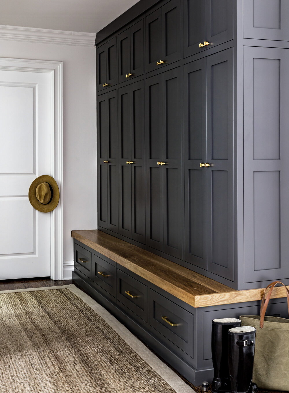 mudroom painted in KENDALL CHARCOAL BY BENJAMIN MOORE