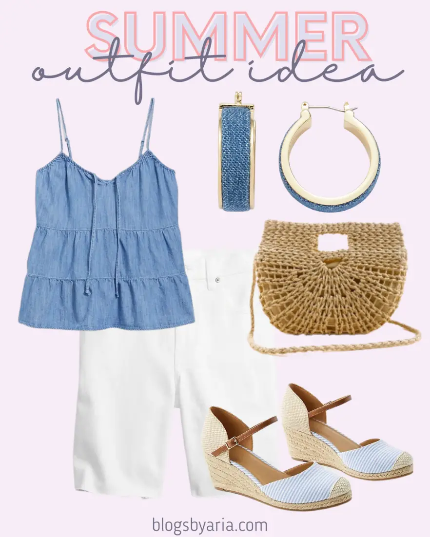 summer outfit idea with white denim