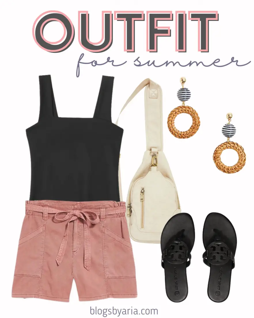 summer outfit with paperbag shorts
