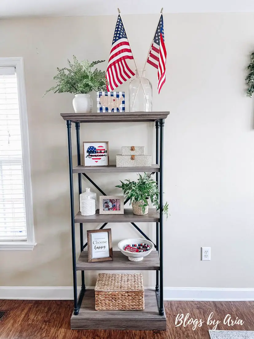 4th of July styled bookshelf patriotic home decor ideas