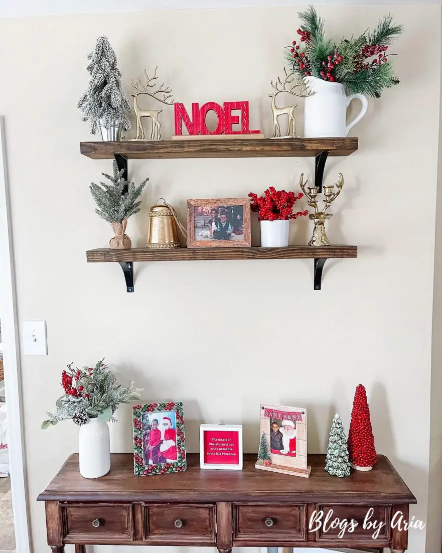 Christmas floating shelves decorating ideas