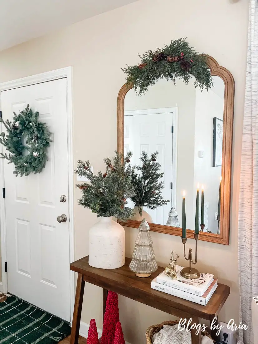 neutral christmas entryway decor ideas