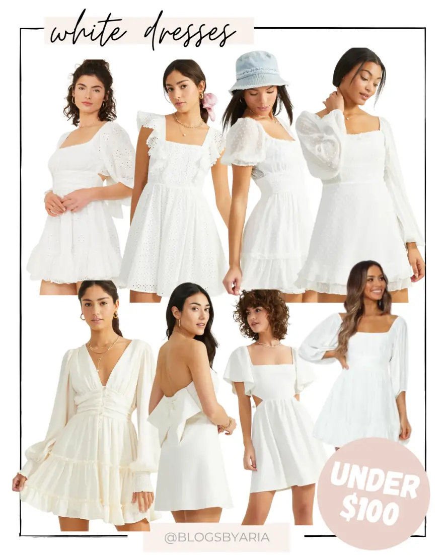 what to wear for college graduation, white graduation dresses under $100